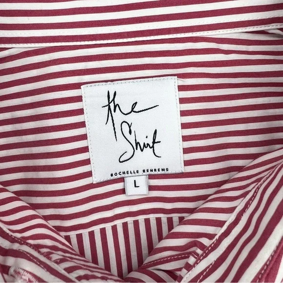 The Shirt Rochelle Behrens Icon Red White Stripe Long Sleeve Button Down Large - Picture 5 of 9